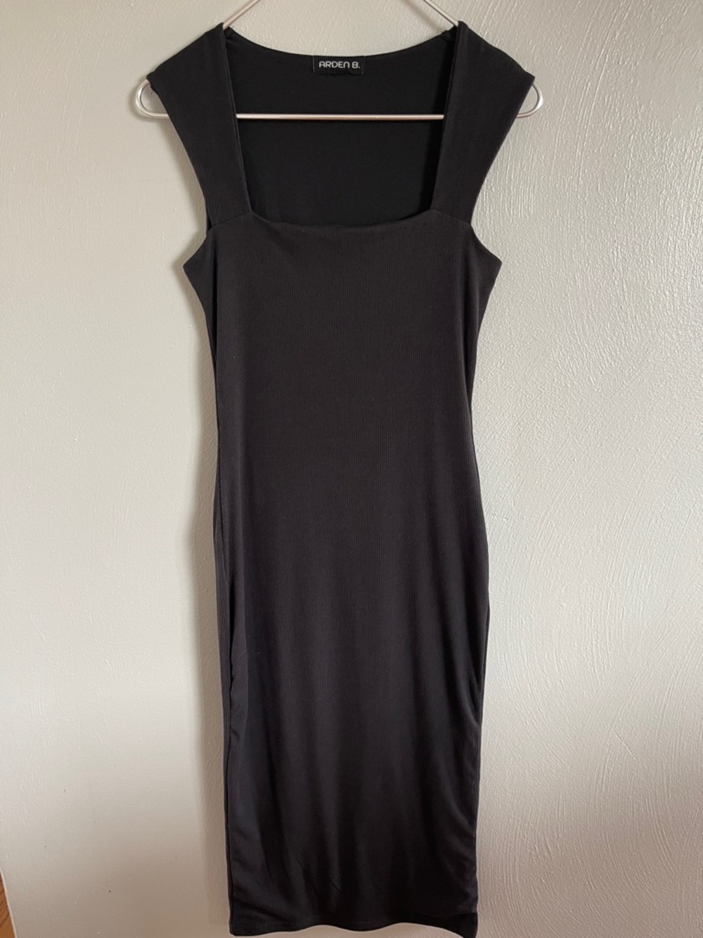 Arden B Black Square-Neck Midi Bodycon Dress Size Small